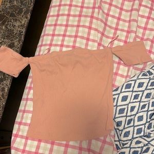 Pink over the shoulder shirt